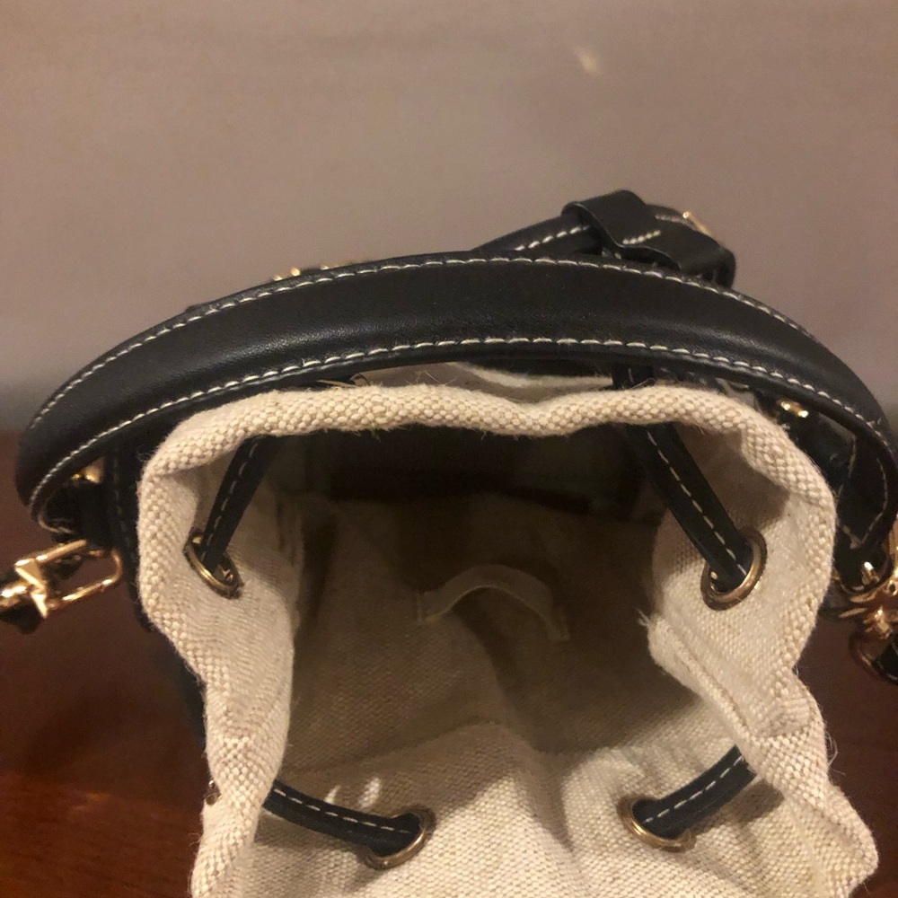 H&M Black Mini Bucket Bag with Cream Canvas Insert - Picture 7 of 9